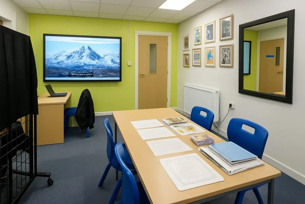 SEND school Wolverhampton classroom with interactive screen and structured learning setup
