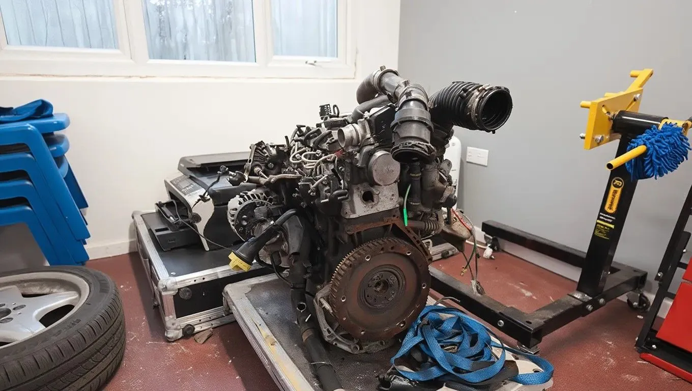 Engine training setup in SEND vocational classroom for mechanical skills development